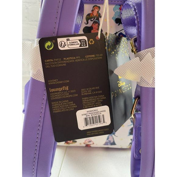 NWT LOUNGEFLY Disney Princesses Dress Graphic Mini Backpack - Picture 6 of 9